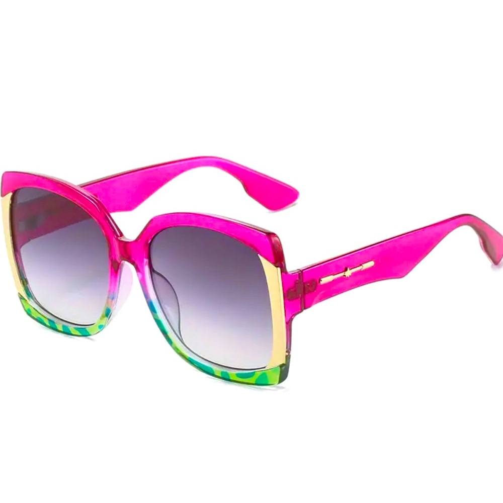 Oversized Pink and Green Tortoiseshell Glasses - Picture 4 of 4